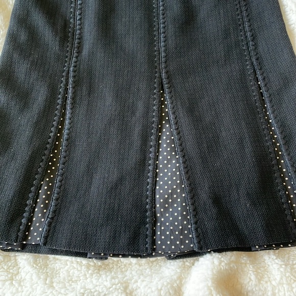 Ann Taylor NWOT Elegant Embroidered Black & Polkadot Pleated Skirt Size 0 - Picture 5 of 9